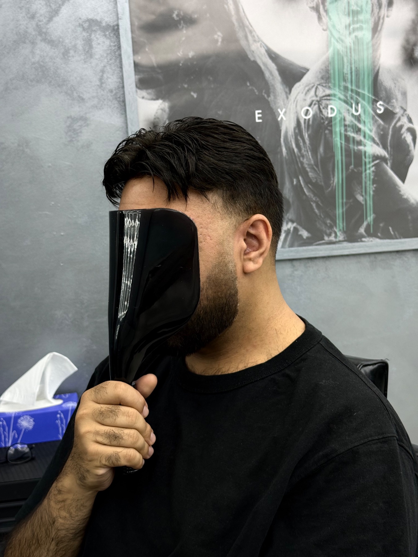 Finished hairline result with a natural blend.